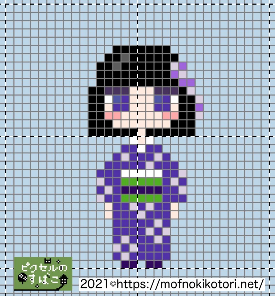 鬼滅の刃 ドット絵 産屋敷輝利哉 うぶやしききりや のアイロンビーズ ドット絵図案 ピクセルのすばこ