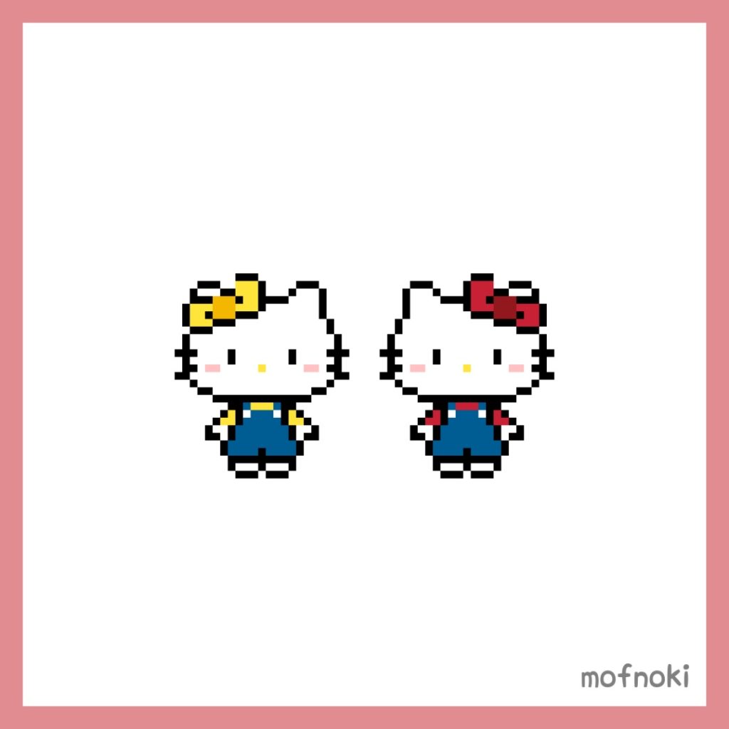 サンリオ ドット絵 ハローキティのアイロンビーズ ドット絵図案 ピクセルのすばこ